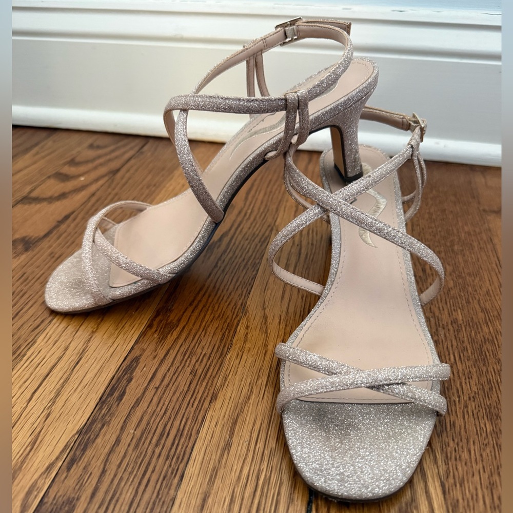 Nina Sparkling Strappy Heels in Silver